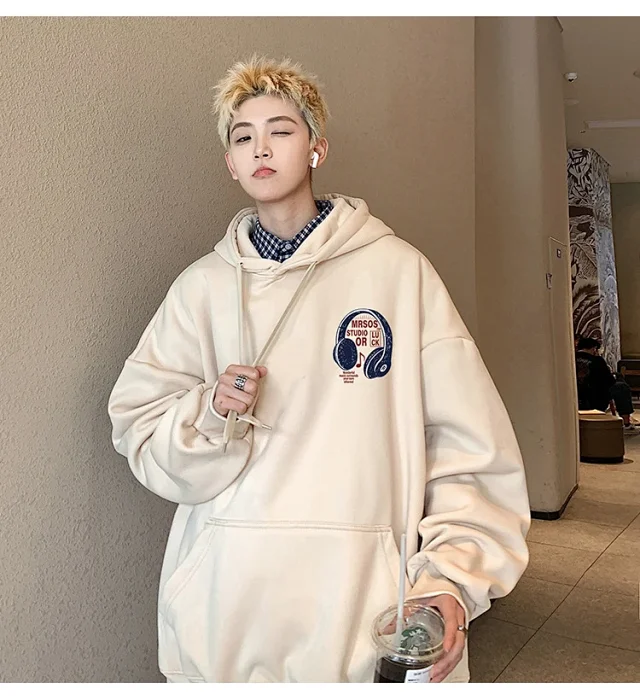 2025 Men's Cotton Hoodie (Hong Kong Style, Loose, Streetwear) Detail
