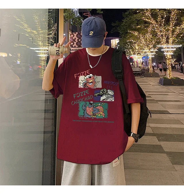 Men's Summer Oversized Cotton Street Tee Detail