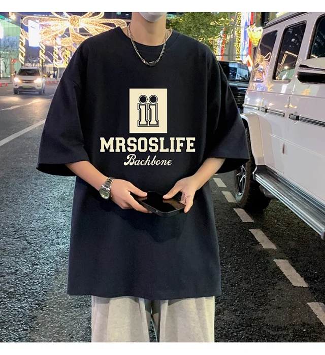 Men's Heavyweight Cotton Oversized T-Shirt Detail
