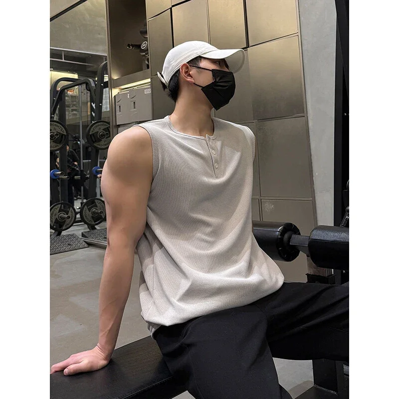 2025 Men's Retro Henley Fitness Vest