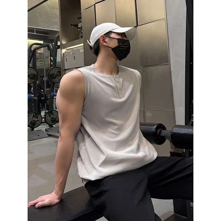 2025 Men's Retro Henley Fitness Vest