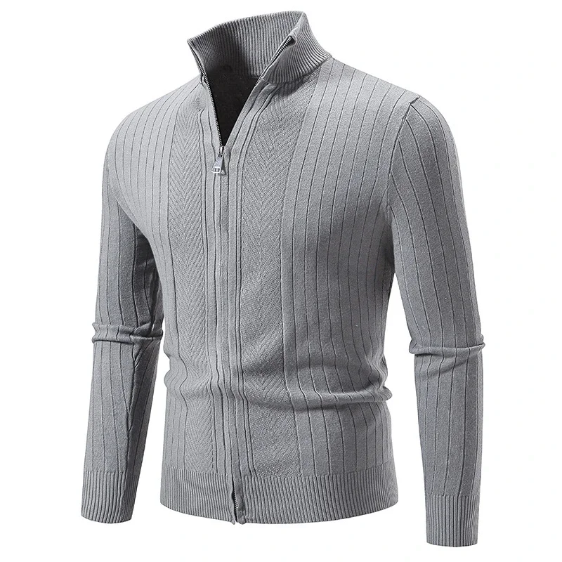 Ruisheng Men's Slim Stand Collar Cardigan