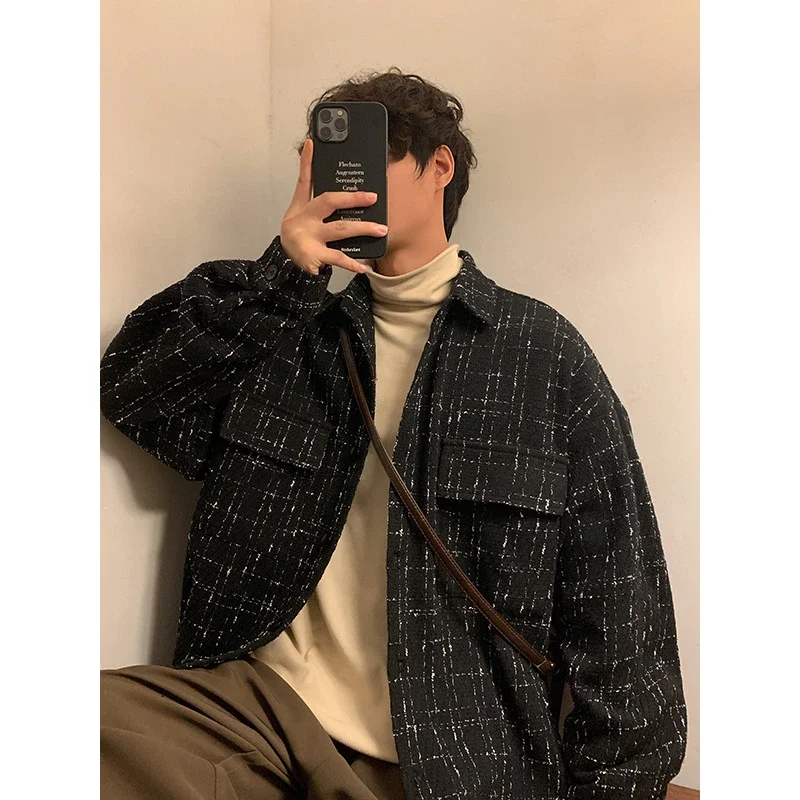 Men's Plus Size Houndstooth Wool Jacket