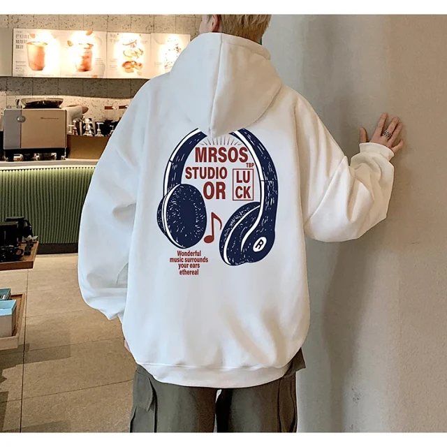 2025 Men's Cotton Hoodie (Hong Kong Style, Loose, Streetwear) Detail