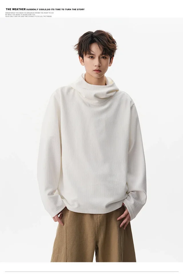 Men's 2025 Fall Retro High - neck Hoodie Detail