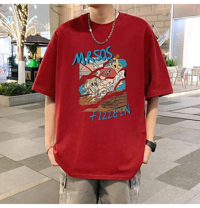 Plus Size Men's Summer Cartoon Tee Detail