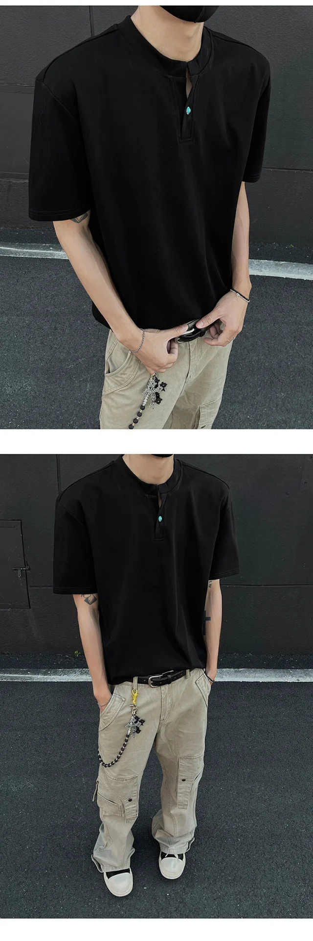 Men's Vintage Henley Short-Sleeve T-Shirt Detail