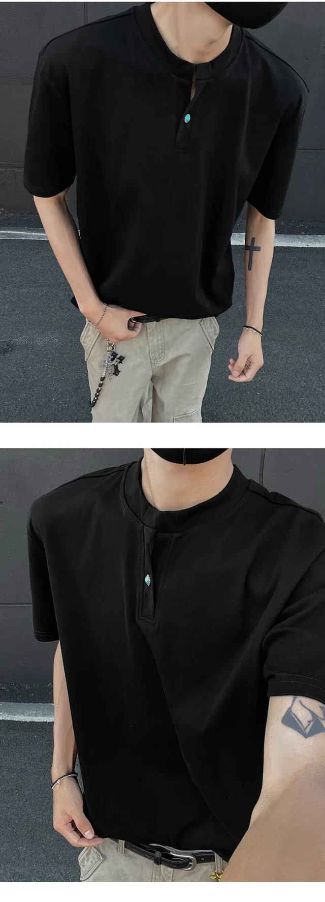 Men's Vintage Henley Short-Sleeve T-Shirt Detail
