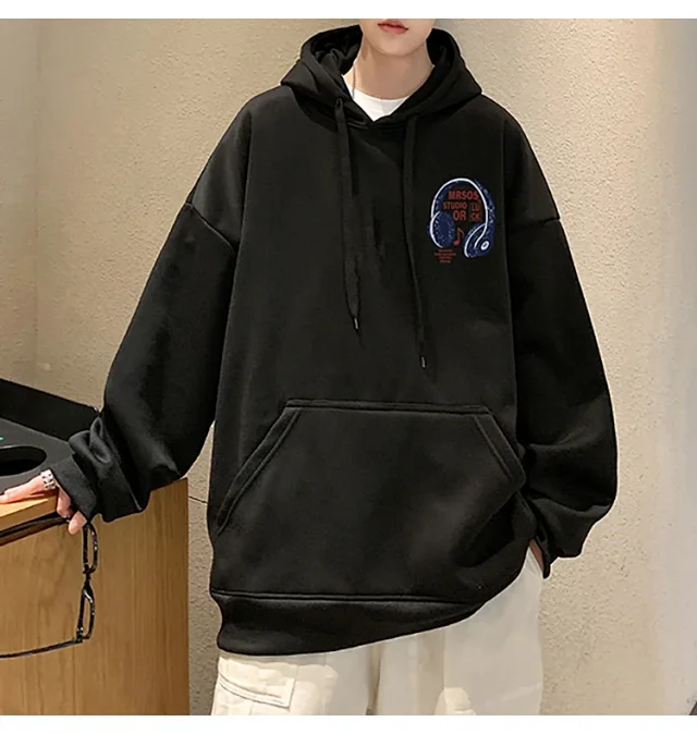 2025 Men's Cotton Hoodie (Hong Kong Style, Loose, Streetwear) Detail