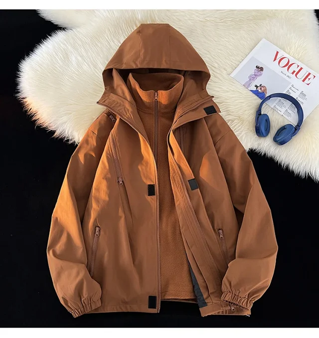 Windproof Waterproof Fleece-Lined Couple's 3-in-1 Jacket Detail