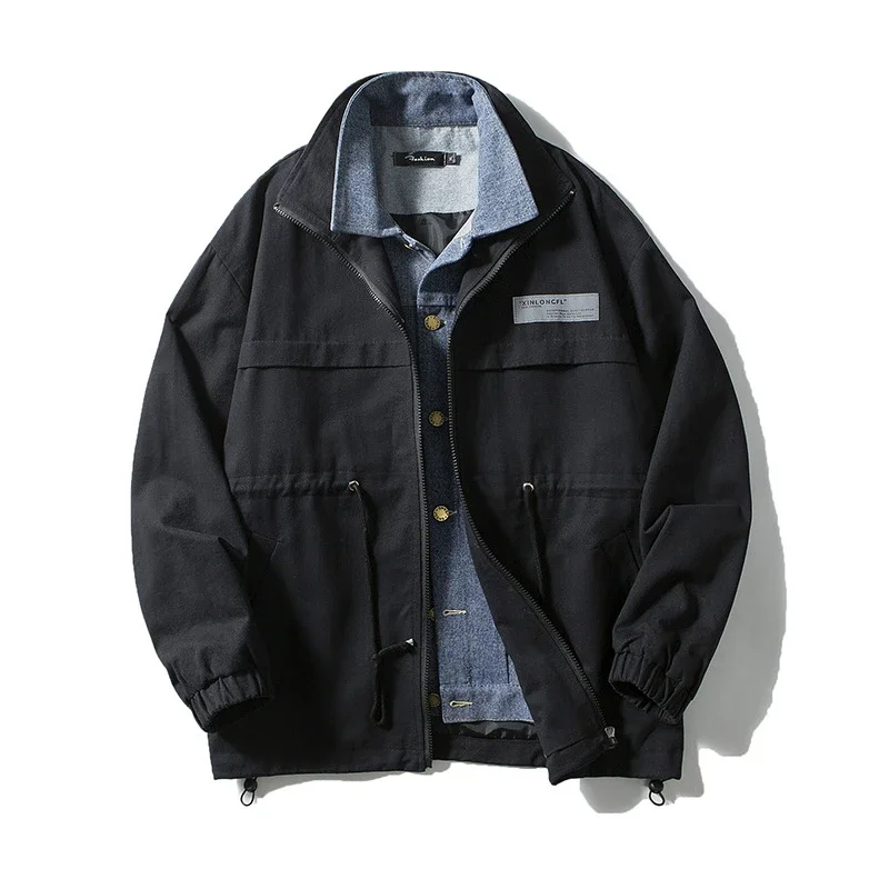 Men's Retro Patchwork Denim Baseball Jacket