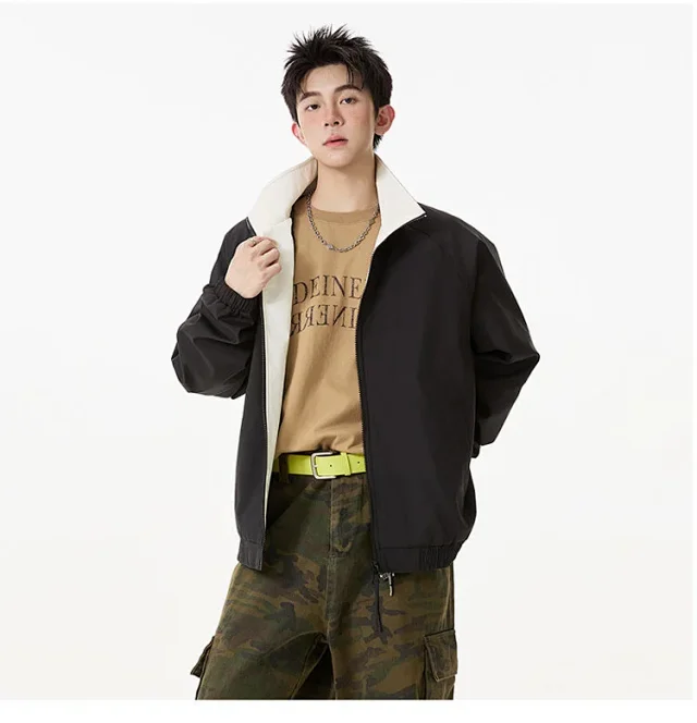 Cleanfit Color Block Retro Baseball Jacket Detail