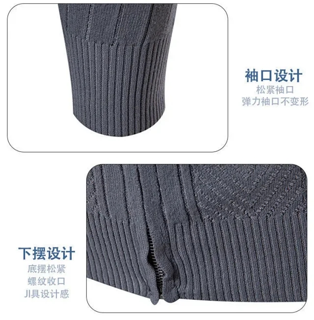 Ruisheng Men's Slim Stand Collar Cardigan Detail