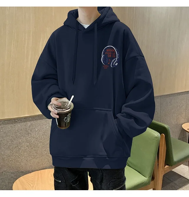 2025 Men's Cotton Hoodie (Hong Kong Style, Loose, Streetwear) Detail