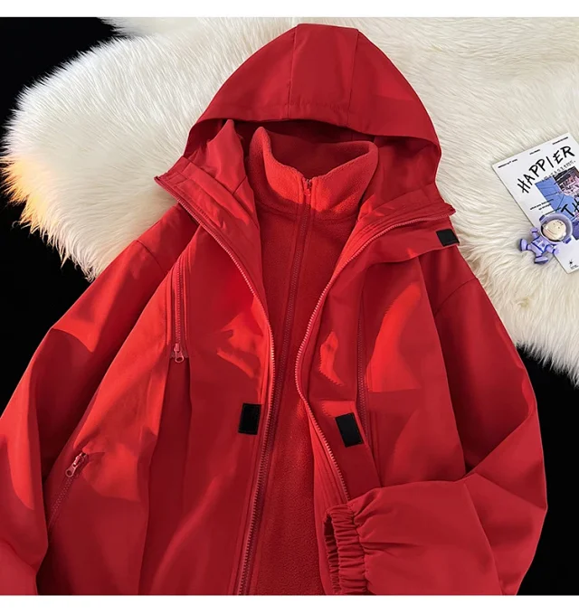 Windproof Waterproof Fleece-Lined Couple's 3-in-1 Jacket Detail