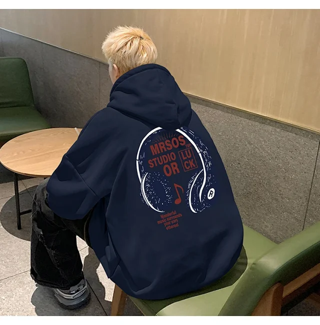 2025 Men's Cotton Hoodie (Hong Kong Style, Loose, Streetwear) Detail