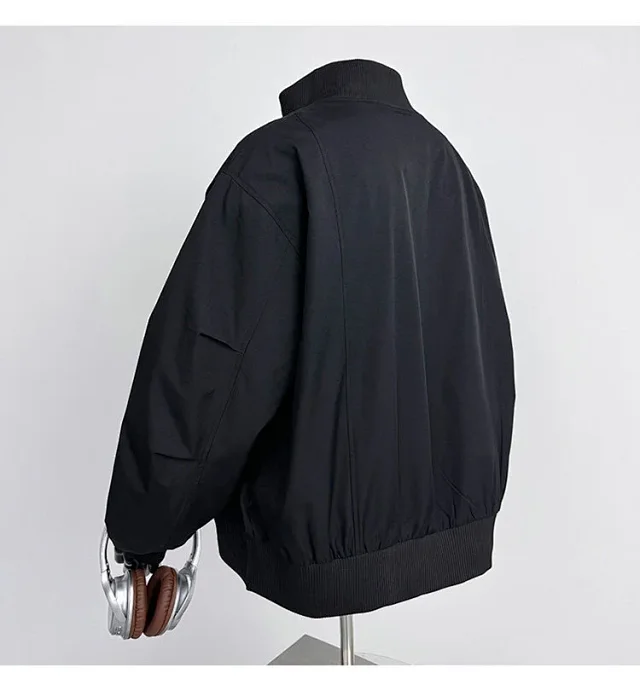 Men's Iridescent Satin Cropped Mandarin-Collar Jacket Detail