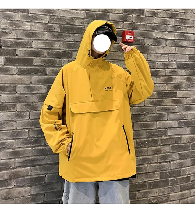 Men's Lightweight Half-Zip Hooded Pullover Jacket Detail