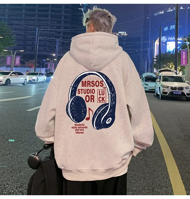 2025 Men's Cotton Hoodie (Hong Kong Style, Loose, Streetwear) Detail