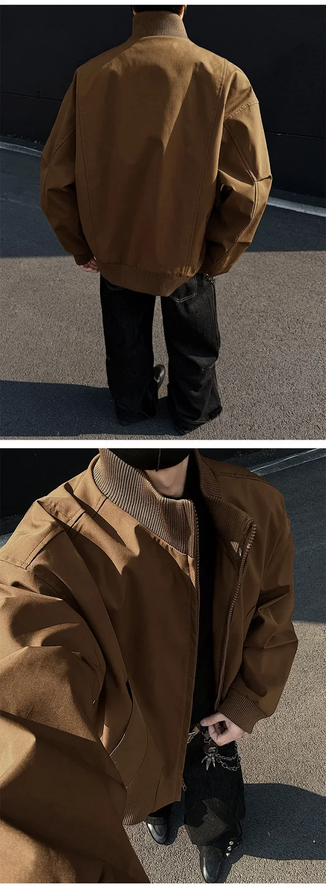 Cleanfit Men's Military Green Flight Jacket Detail