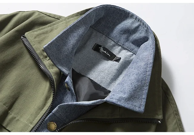 Men's Retro Patchwork Denim Baseball Jacket Detail