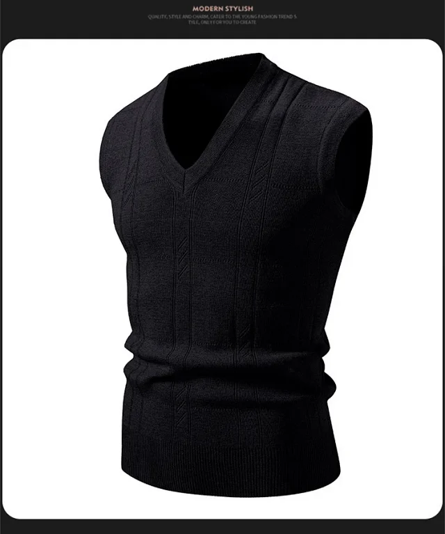 Amazon Men's Stripe Jacquard Knit Vest Detail