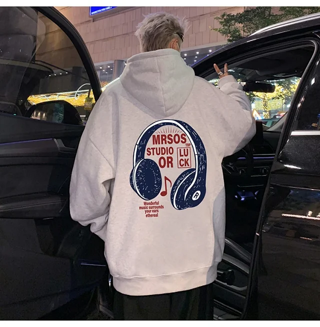 2025 Men's Cotton Hoodie (Hong Kong Style, Loose, Streetwear) Detail