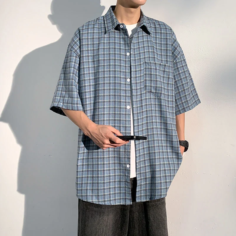 Men's Casual Checked Short Sleeve Shirt