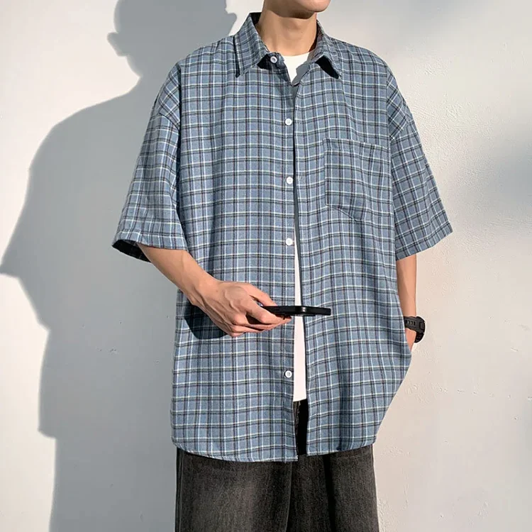 Men's Casual Checked Short Sleeve Shirt
