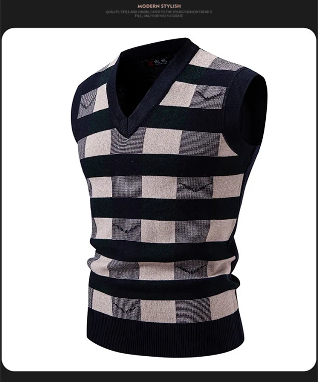 Amazon Youth Men's Check Jacquard Vest Detail