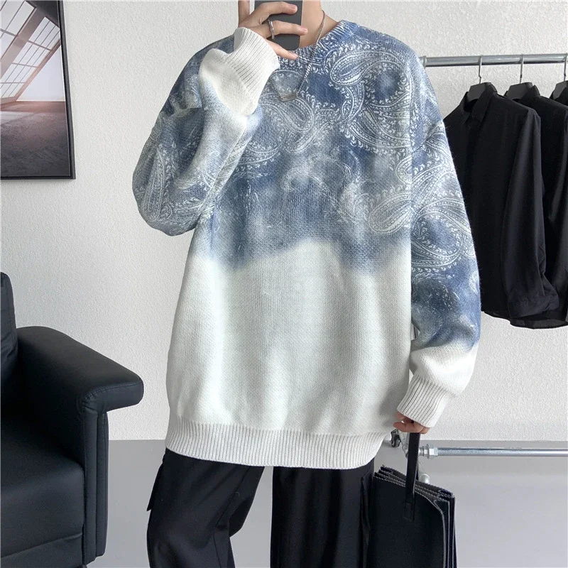 Men's Winter Paisley Tie-Dye Sweater