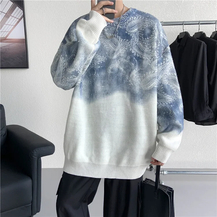 Men's Winter Paisley Tie-Dye Sweater