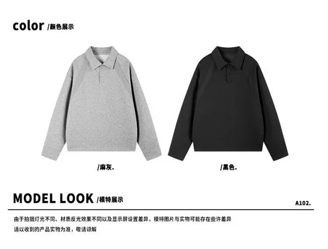 Men's Heavyweight Boxy Deconstructed Long-Sleeve Polo Detail