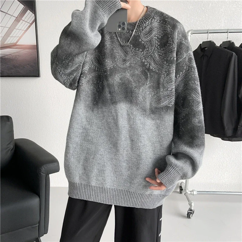 Men's Winter Paisley Tie-Dye Sweater
