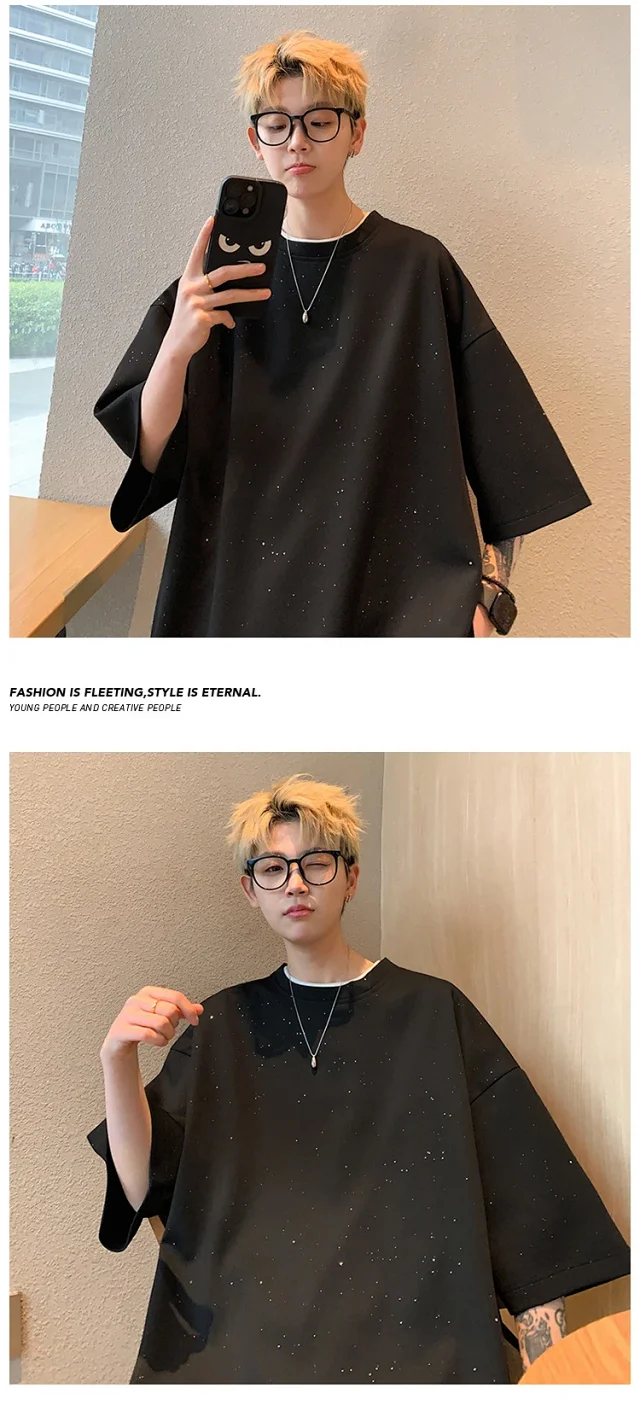 Men's Hiphop Star Oversized 3/4 Tee Detail