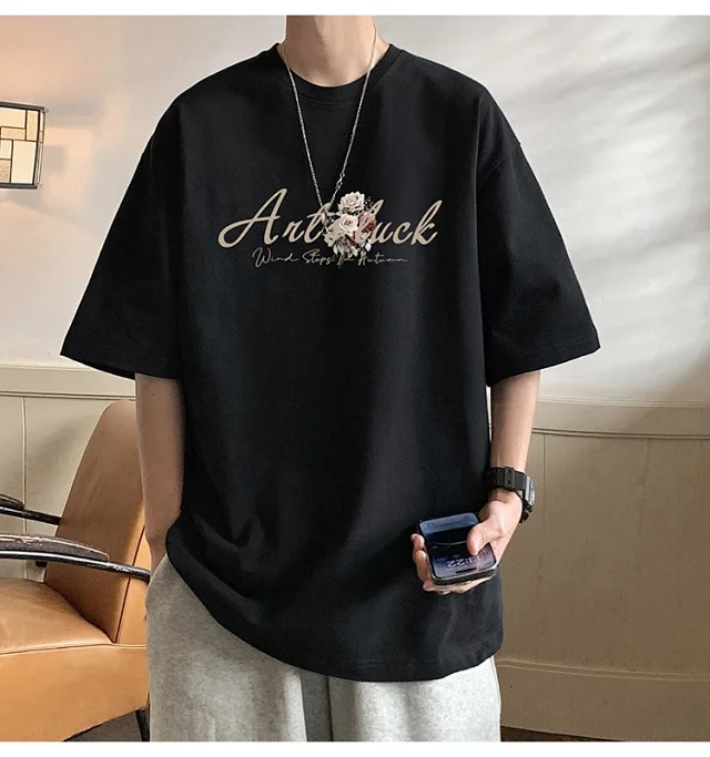 Men's New Summer Oversized Cotton T-Shirt Detail