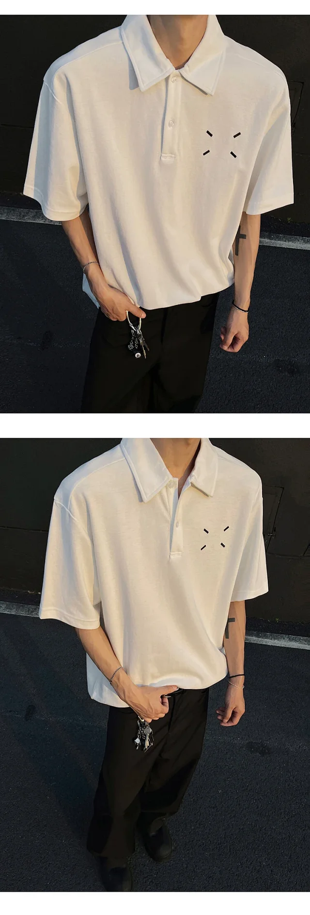 Men's Japanese Minimalist Margiela Embroidered Polo Detail