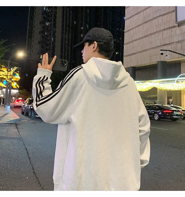 Men's Striped Oversized Casual Hoodie Detail