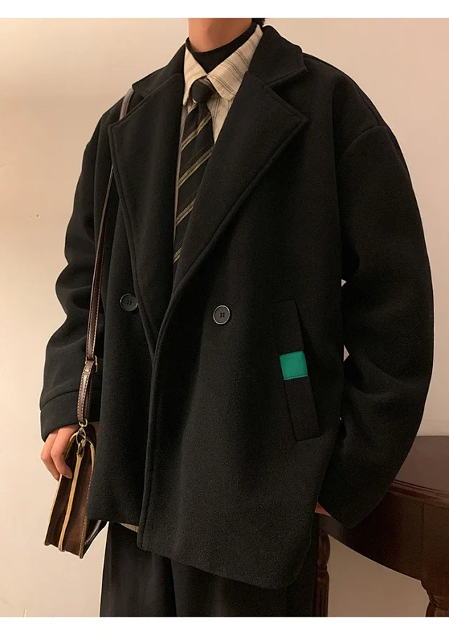 Men's Japanese Retro Oversized Winter Blazer Detail