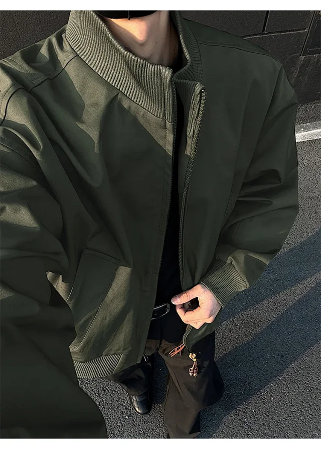 Cleanfit Men's Military Green Flight Jacket Detail