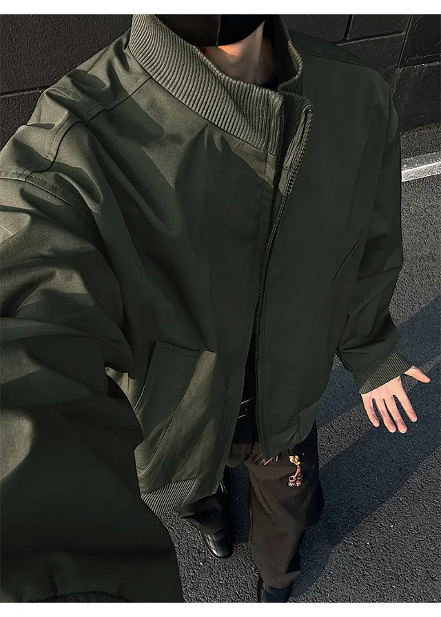 Cleanfit Men's Military Green Flight Jacket Detail
