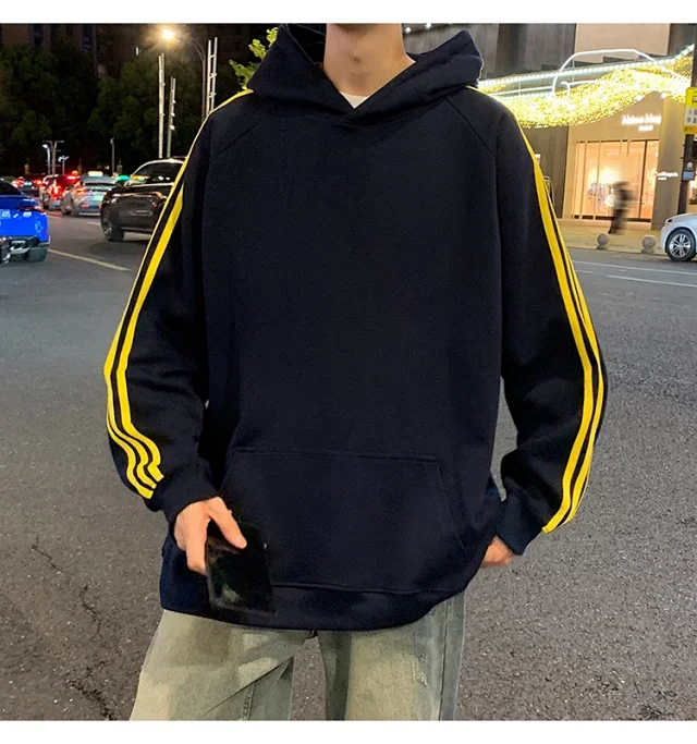 Men's Striped Oversized Casual Hoodie Detail
