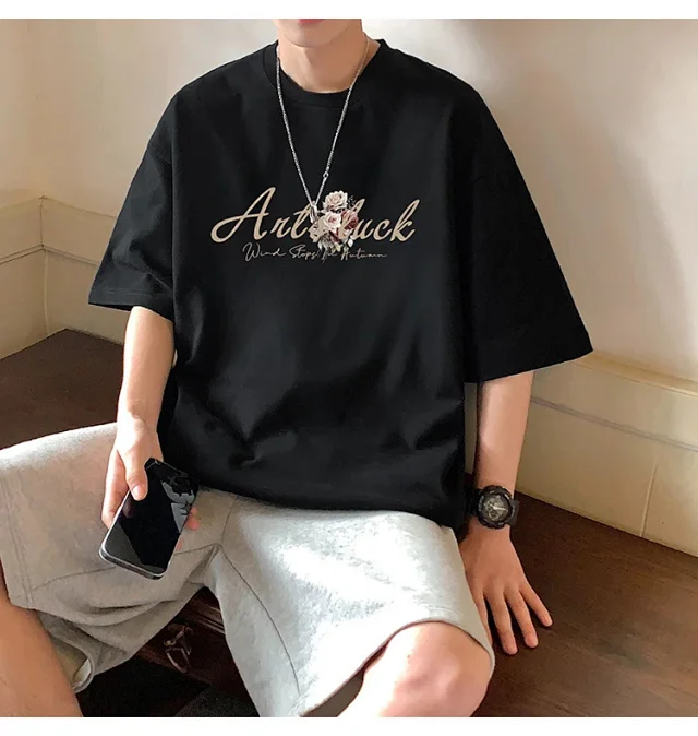 Men's New Summer Oversized Cotton T-Shirt Detail