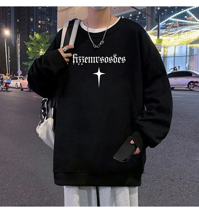 Unisex American Streetwear Crewneck Fleece Sweatshirt Detail