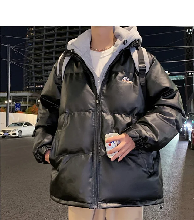 Men's Stand Collar PU Leather Jacket Detail