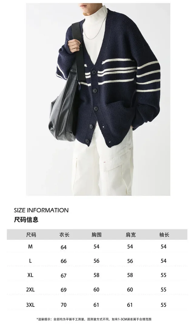 Autumn Men's V-Neck Knit Cardigan Detail