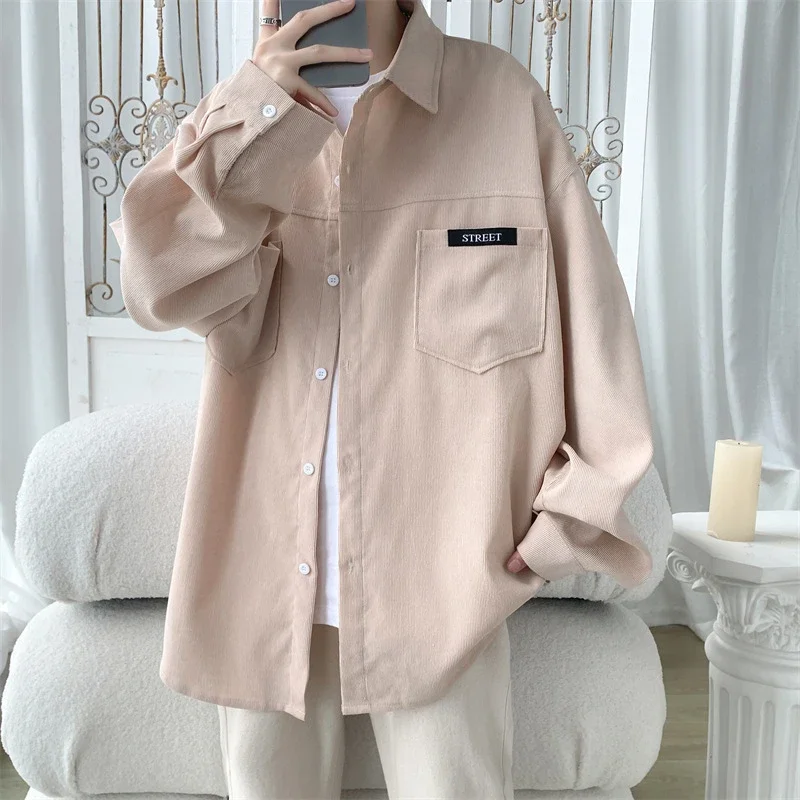 Men's Oversized Washed Corduroy Work Shirt