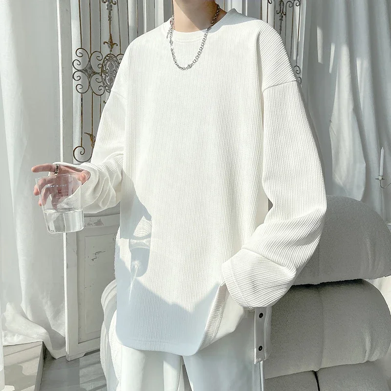 Men's Solid Textured Button-Front Long-Sleeve T-Shirt