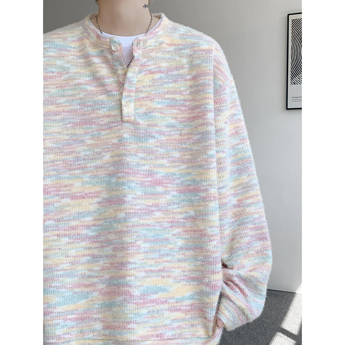 Cleanfit Colorful Unisex Loose Henley Hoodie