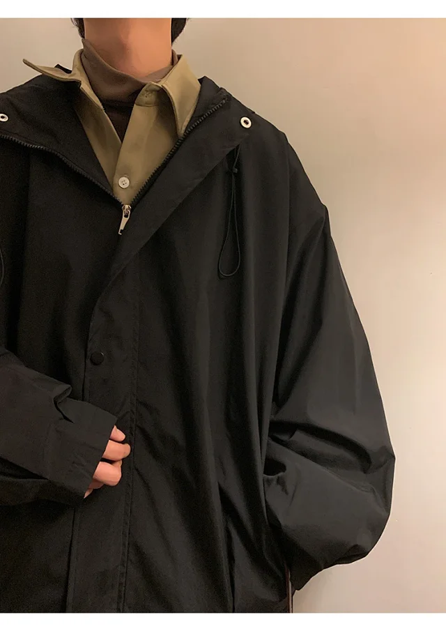 Autumn/Winter Men's HK Loose Casual Hooded Jacket Detail